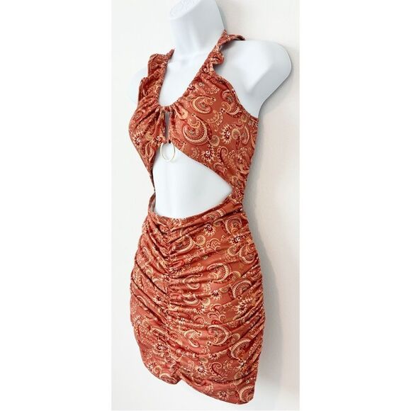 SHEIN Cut Out Ring Detail Ruched Dress Womens Size Medium - Picture 5 of 16